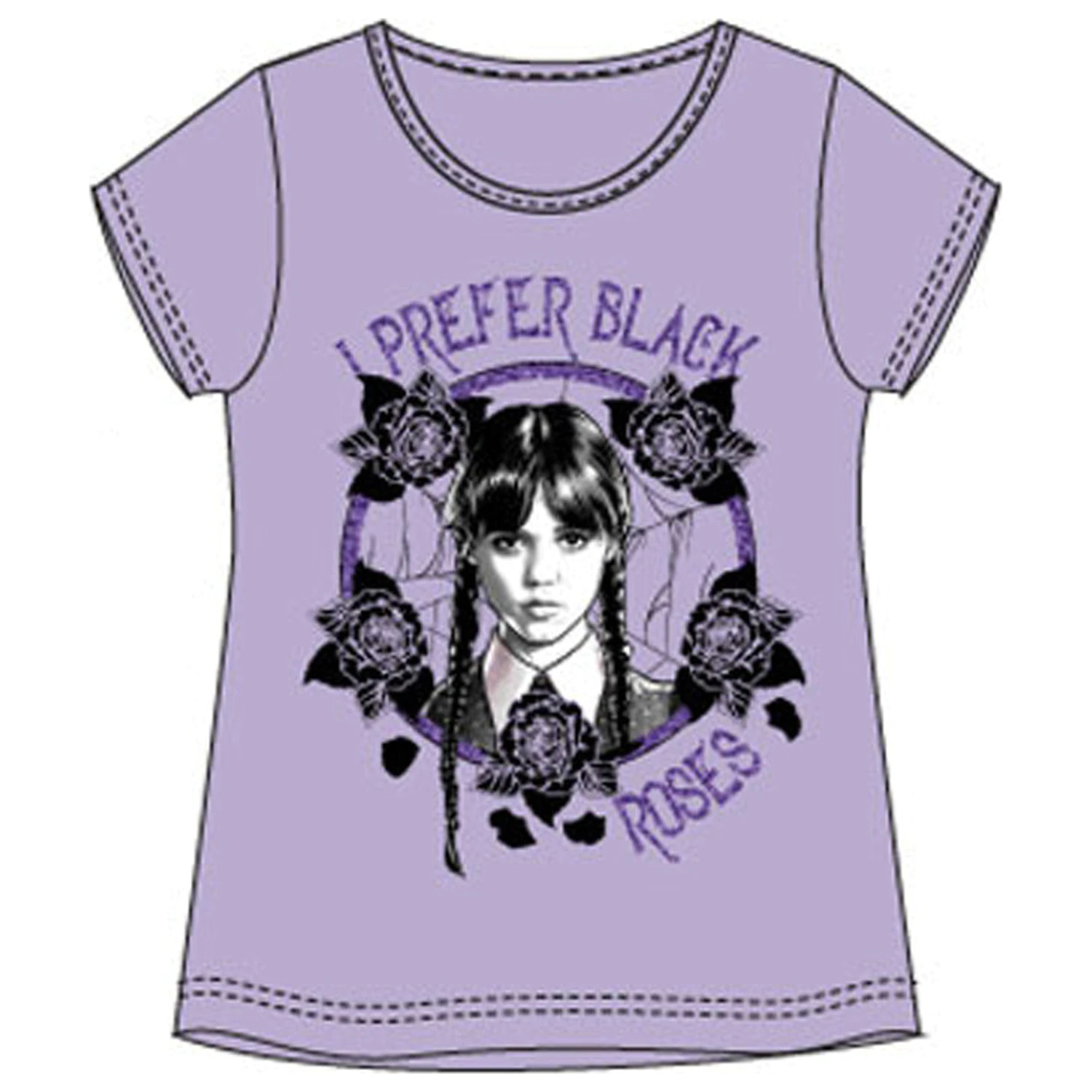 Wednesday Black Roses detské tričko s krátkym rukávom, top produktová fotografia