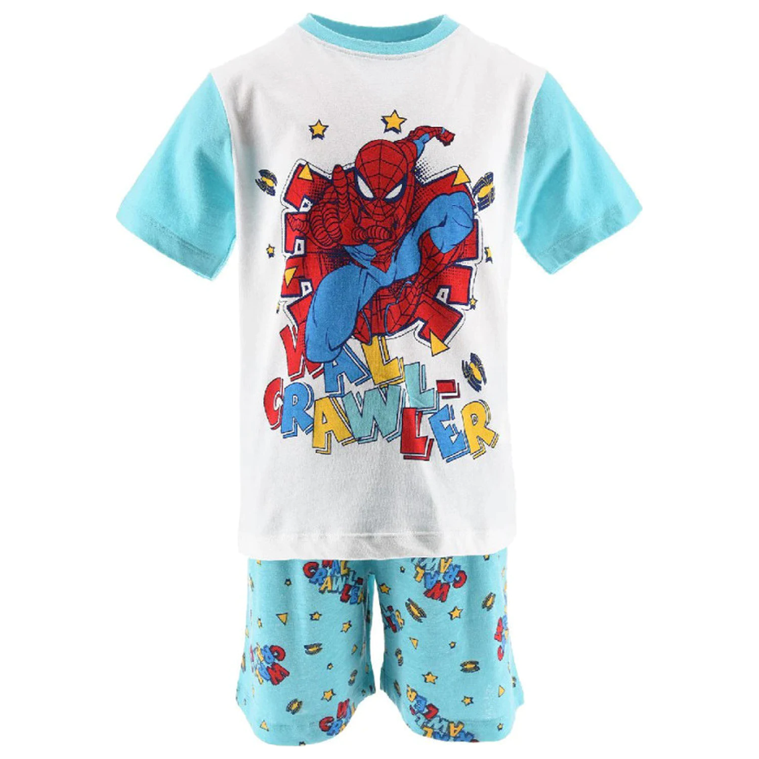 Spider-Man Wall Crawler Blue Detské krátke pyžamo produktová fotografia