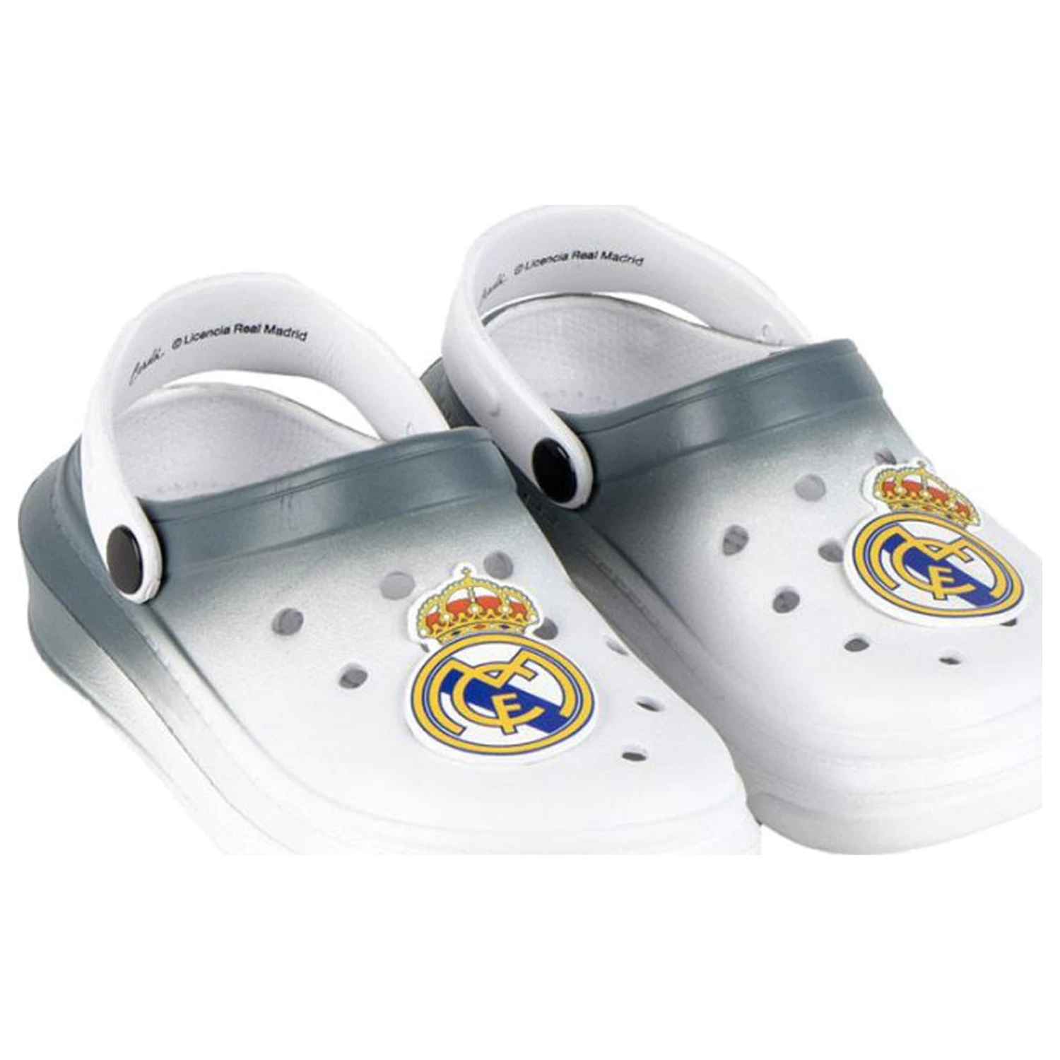 Real Madrid Coat of Arms Biele detské šľapky, clog produktová fotografia