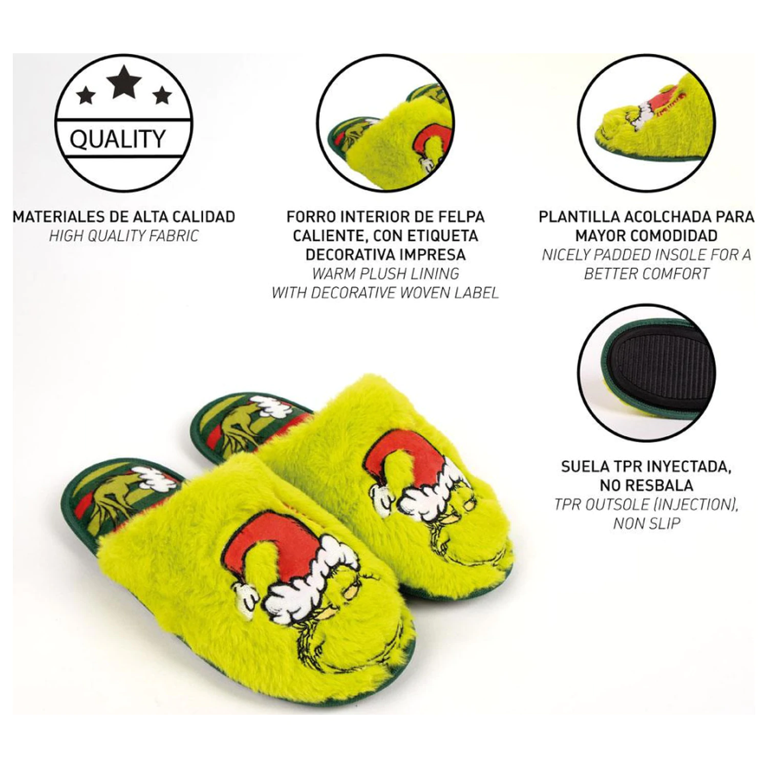 The Grinch zelené dospelé zimné papuče produktová fotografia