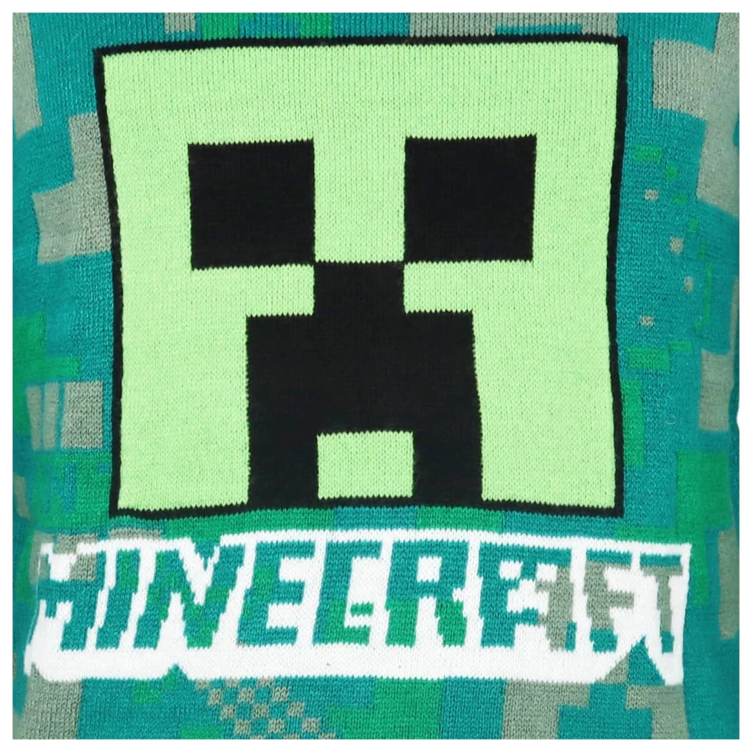 Minecraft zelený pletený sveter pre deti produktová fotografia