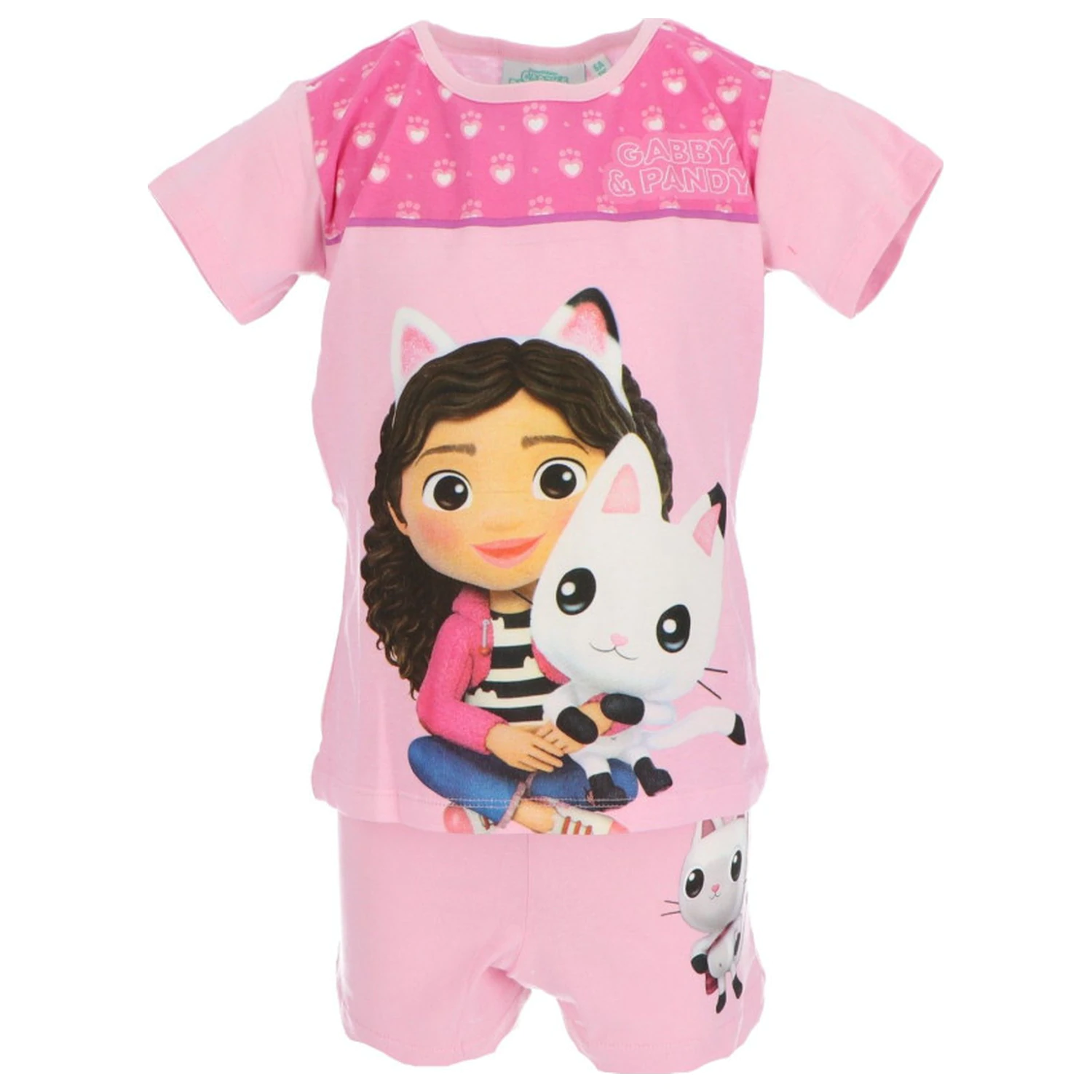 Gabi's Dollhouse Pandy Paws svetloružové detské krátke pyžamo produktová fotografia