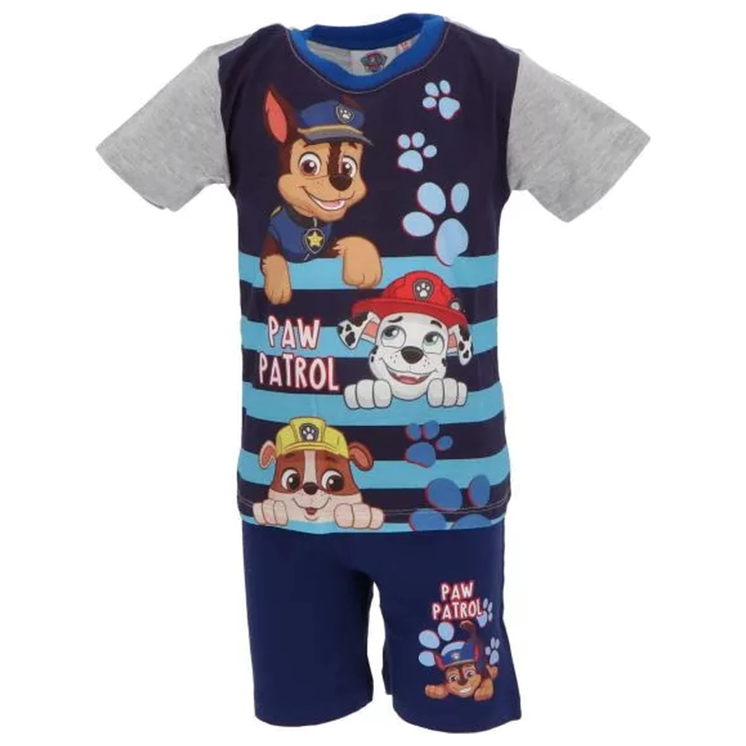 Paw Patrol Happy Stripes Grey krátke detské pyžamá produktová fotografia