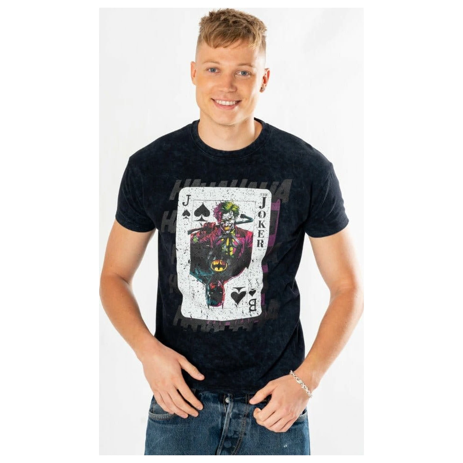 DC Comics tričko The Joker Acid Wash Playing Card produktová fotografia