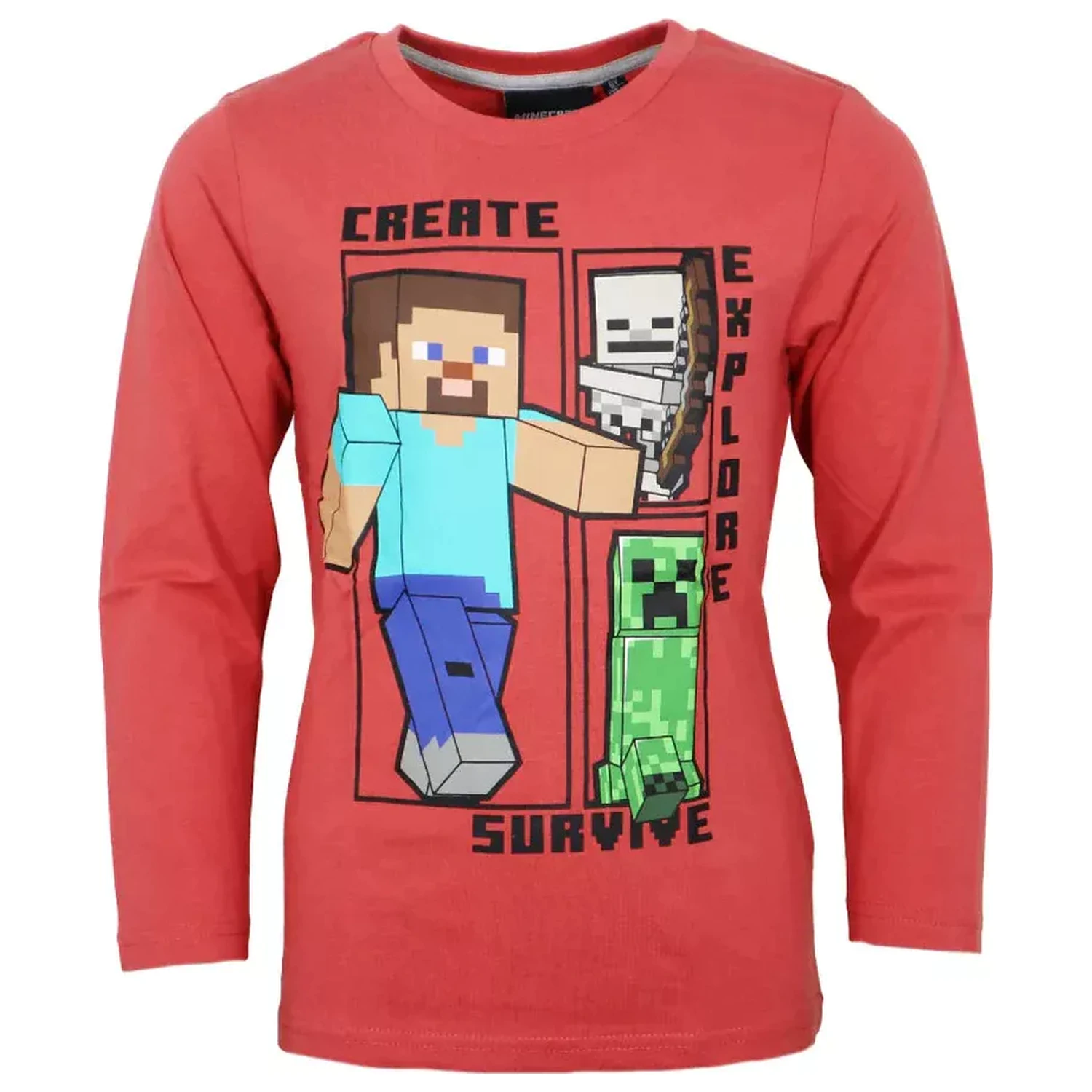Minecraft Create Red Long Sleeve Tričko pre deti produktová fotografia