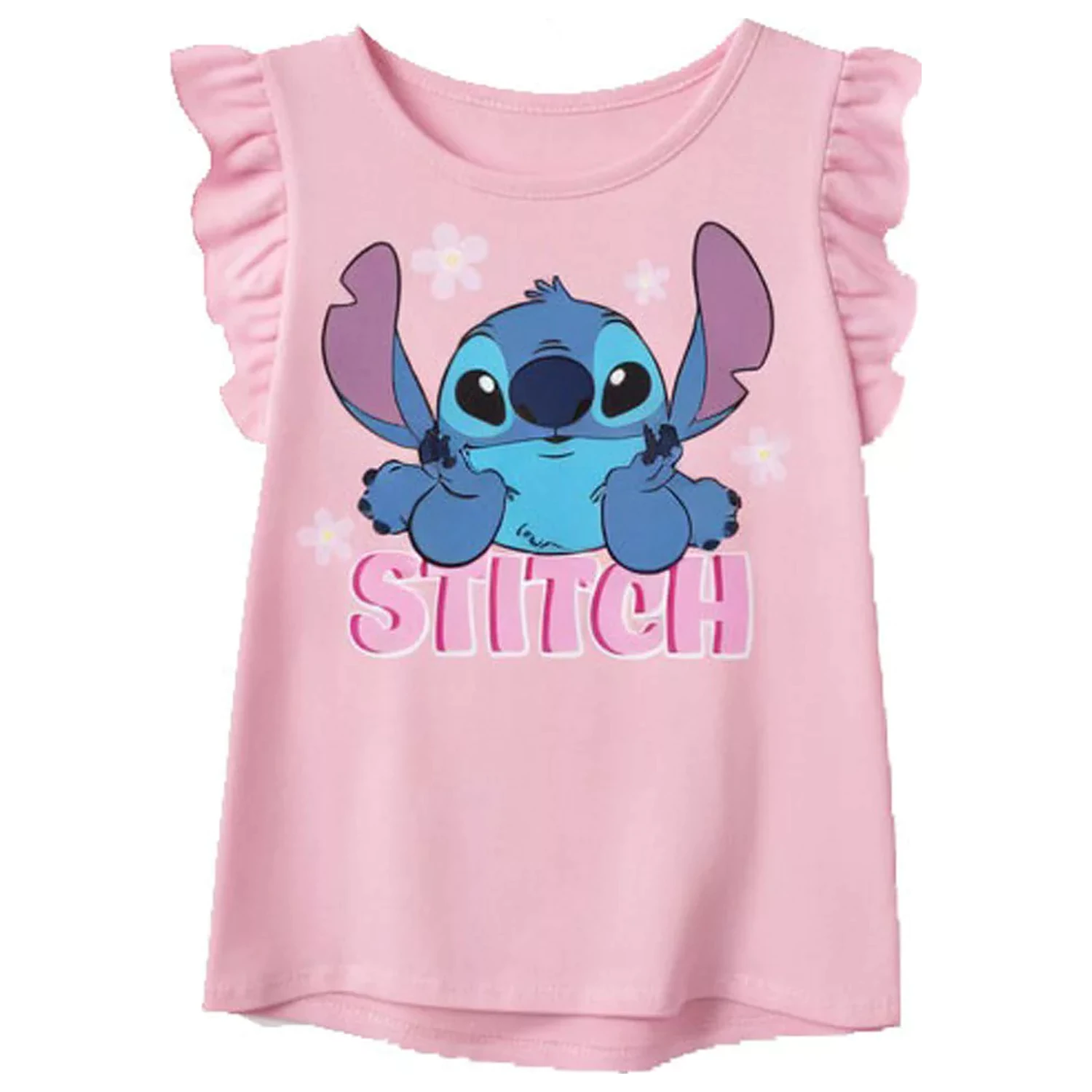Stitch Tiny Smile Svetloružové detské tričko s krátkym rukávom produktová fotografia