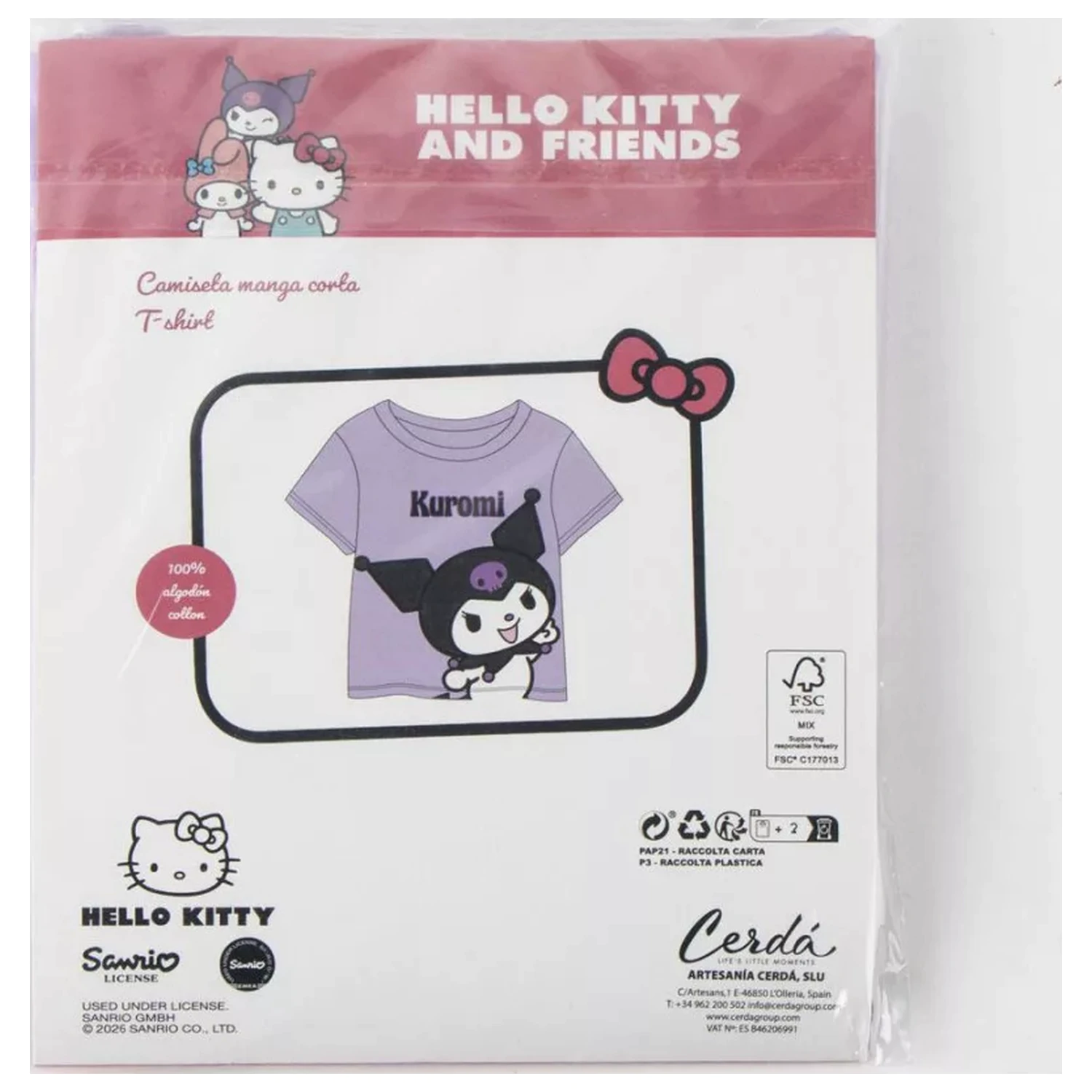 Hello Kitty Kuromi Purple detské tričko s krátkym rukávom, top produktová fotografia