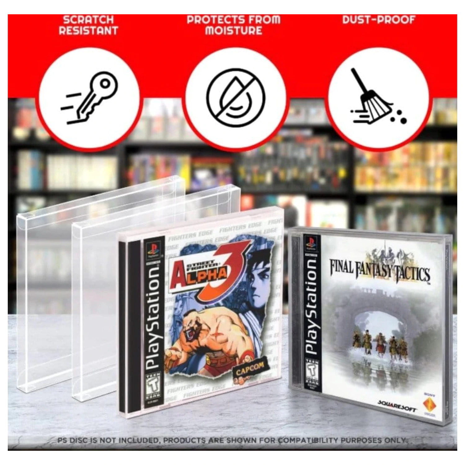 PET Protektory 25-balenie pre hry PS1/Single CD/Dreamcast (Jewel Case) produktová fotografia