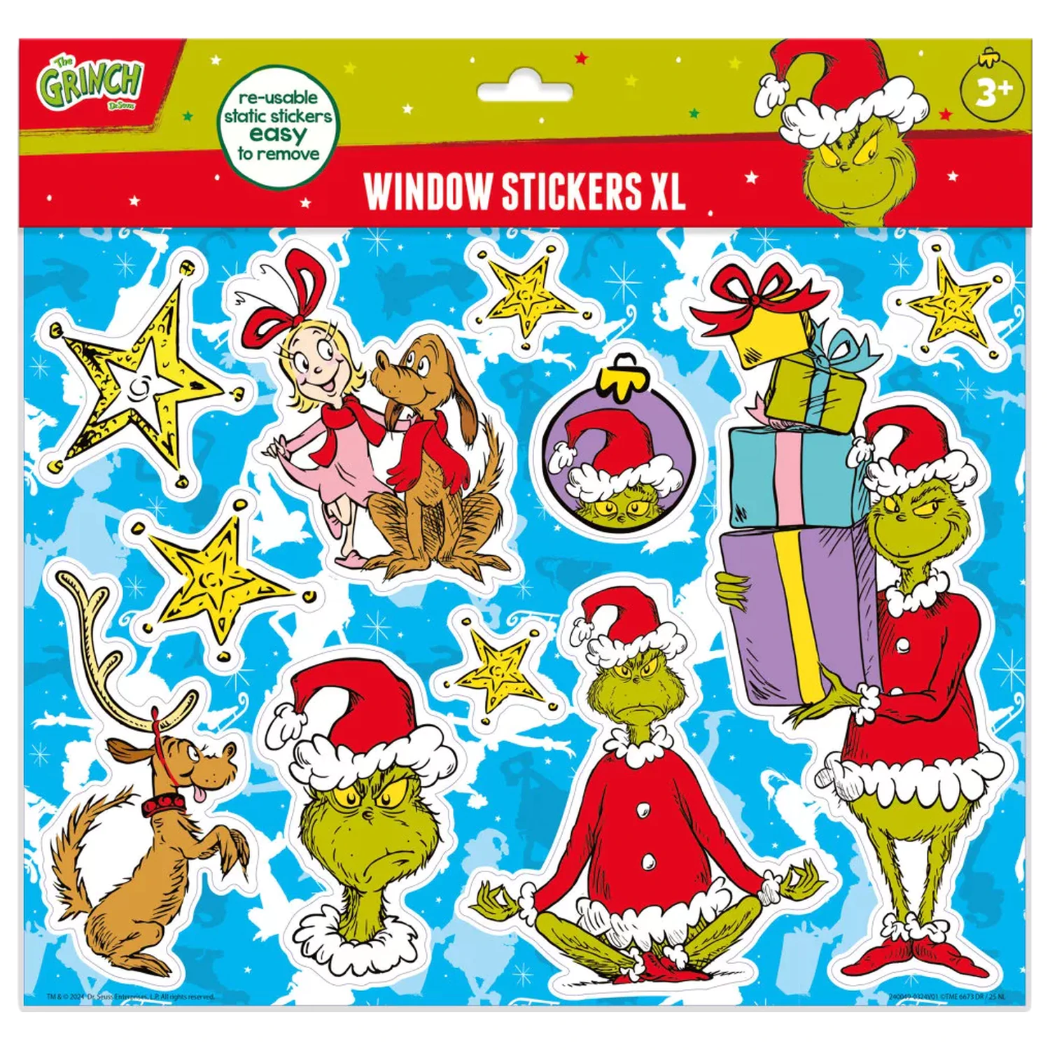 The Grinch Dr Seuss XL súprava nálepiek na okno produktová fotografia