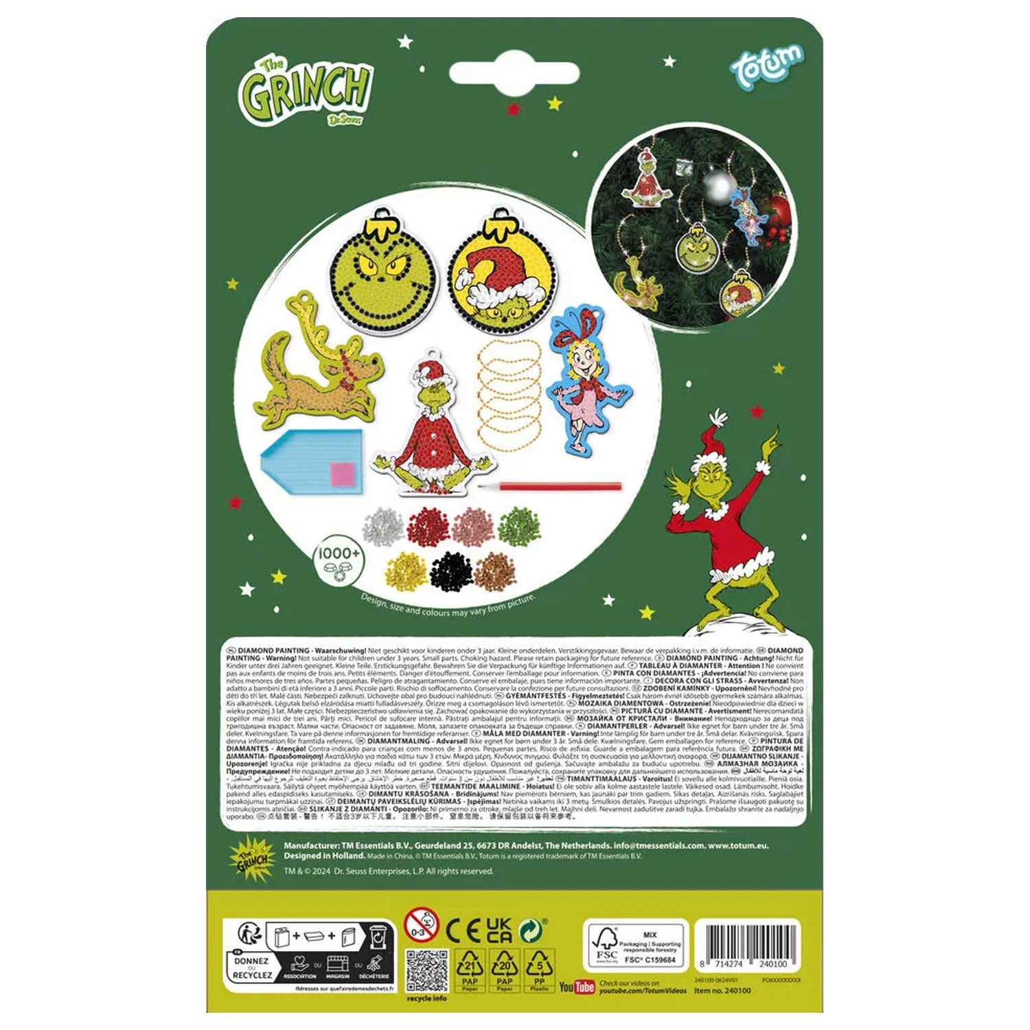 The Grinch Dr. Seuss súprava s očami Diamond Eye a vešiakom produktová fotografia