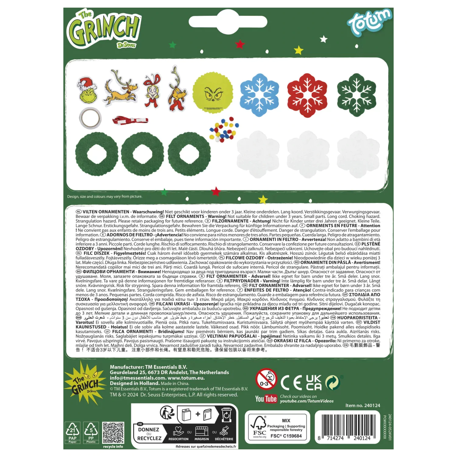 The Grinch Dr. Seuss ozdoby na vianočný stromček, 5-dielna súprava produktová fotografia