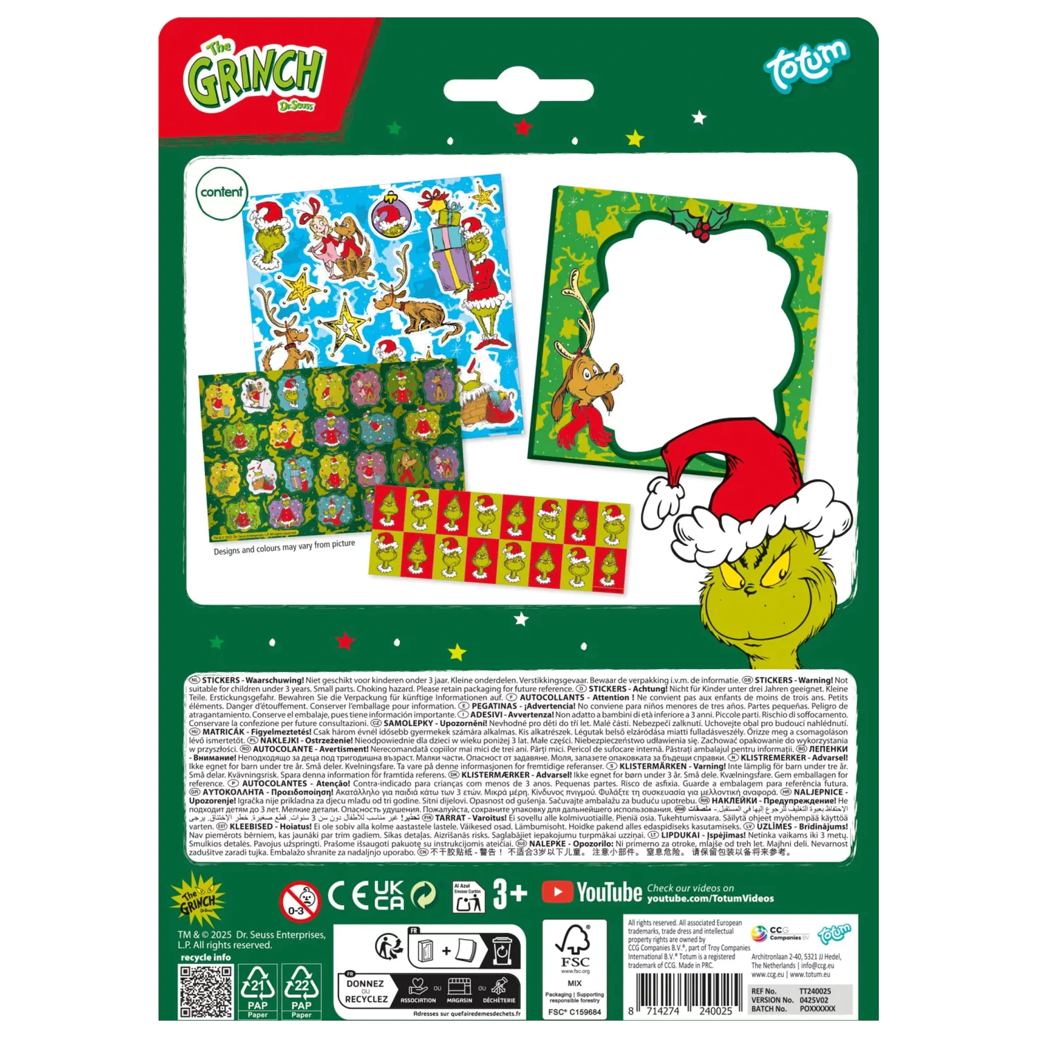 The Grinch Dr. Seuss súprava nálepiek produktová fotografia
