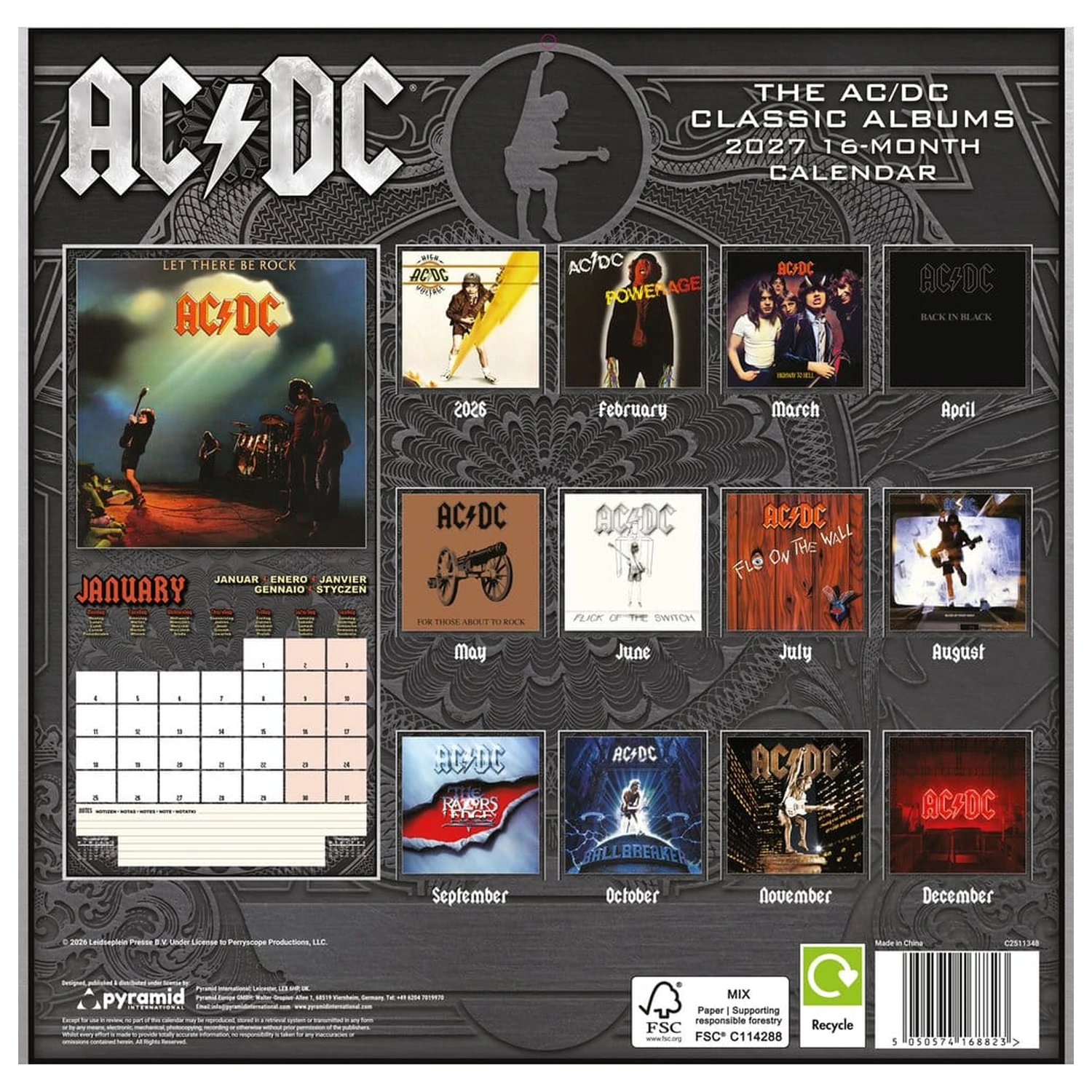 AC/DC Kalendár Albumy 2027 30 x 30 cm produktová fotografia