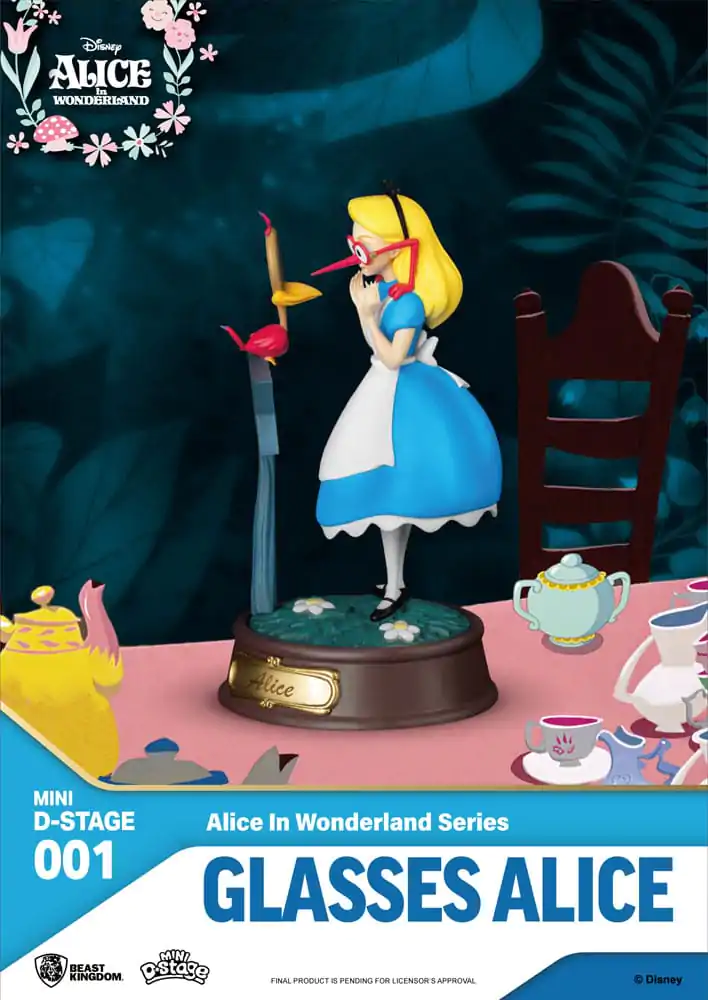 Alice in Wonderland Mini Diorama Stage PVC Socha Glasses Alice 10 cm produktová fotografia