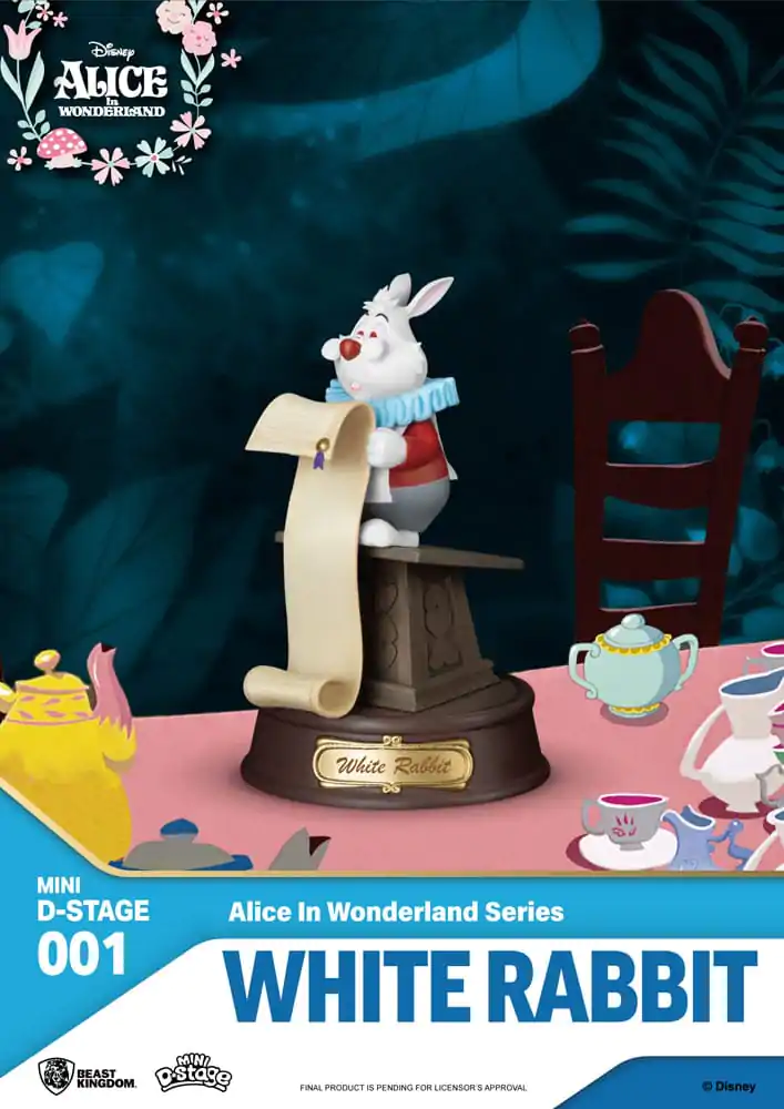 Alice in Wonderland Mini Diorama Stage PVC Socha Glasses White Rabbit 10 cm produktová fotografia