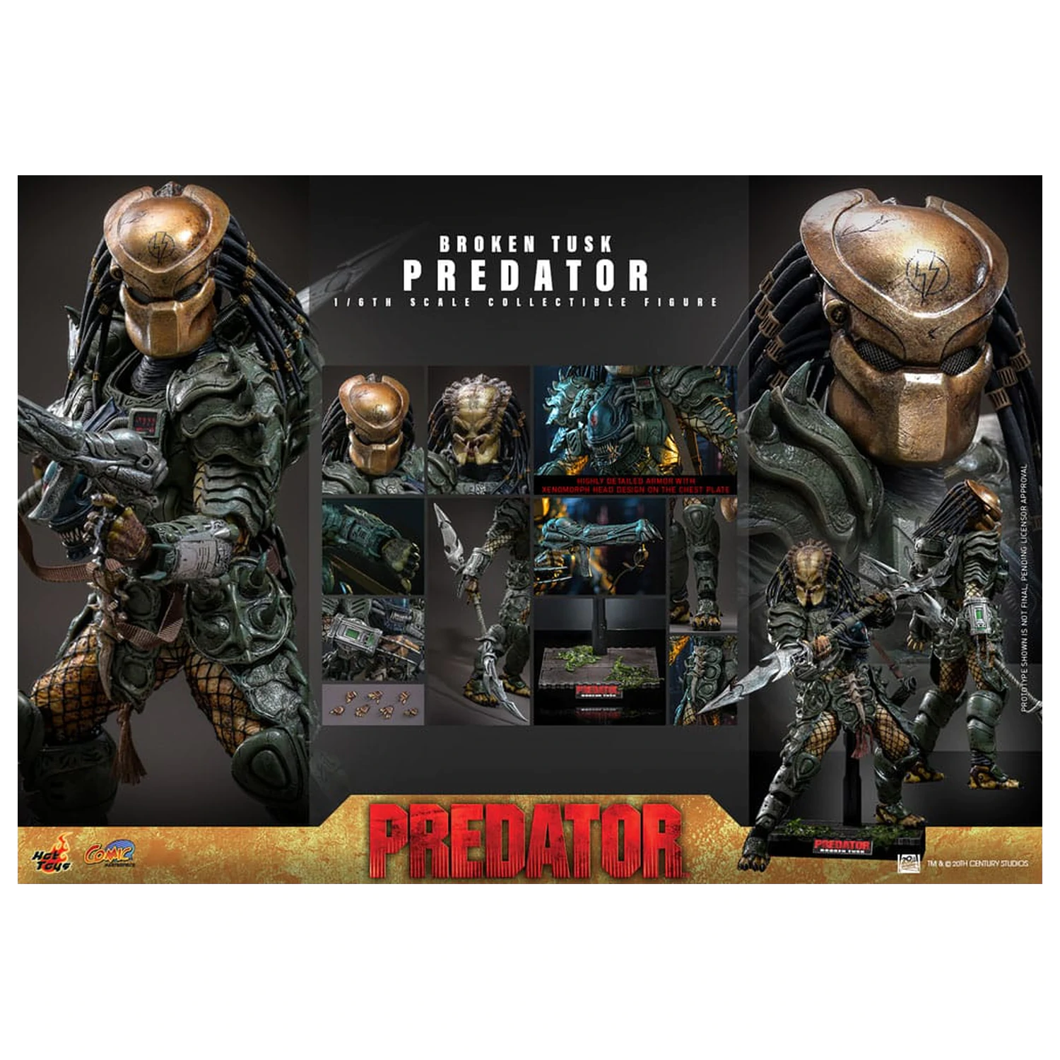 Alien vs. Predator Comic Masterpiece akčná figúrka 1/6 Broken Tusk Predator 35 cm produktová fotografia