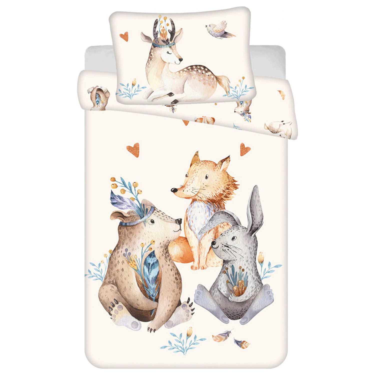 Obliečka na paplón a sada obliečok na vankúš s motívom lesných zvieratiek pre deti a predškolákov produktová fotografia