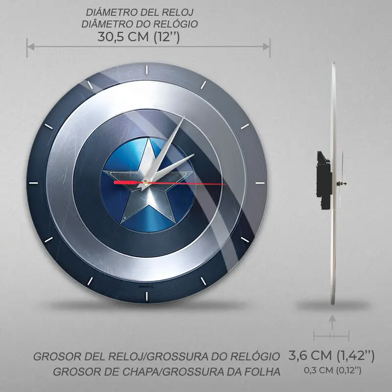 Marvel Captain America nástenné hodiny produktová fotografia