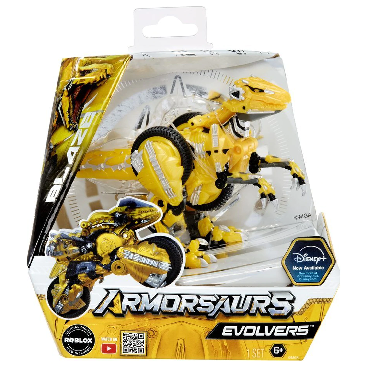 Armorsaurs Evolver Yellow Raptor Blaze figúrka produktová fotografia