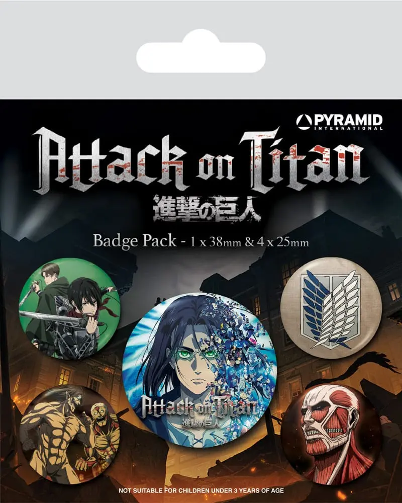 Attack on Titan zatváracie odznaky 5-balenie Season 4 produktová fotografia