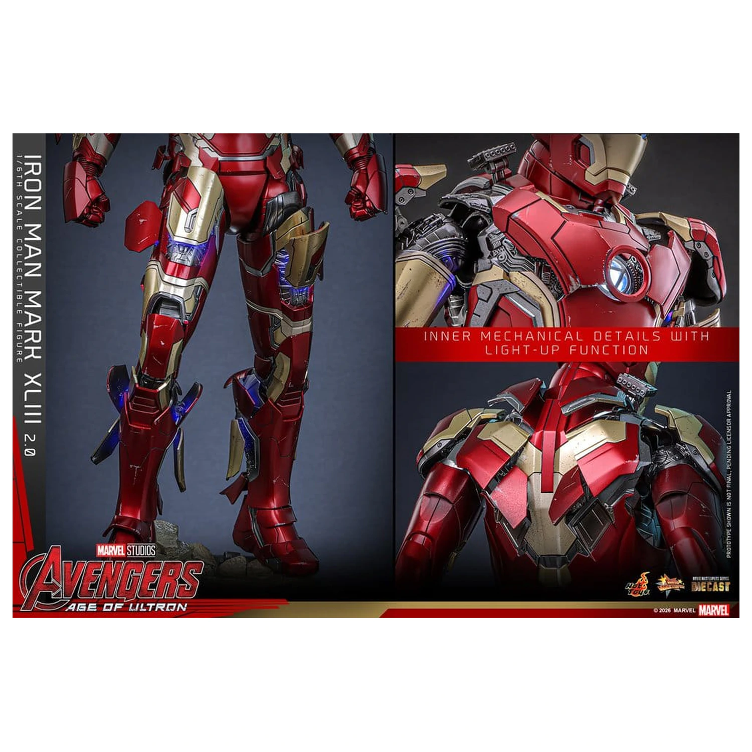Avengers: Age of Ultron Movie Masterpiece Diecast akčná figúrka 1/6 Iron Man Mark XLIII (2.0) 32 cm produktová fotografia