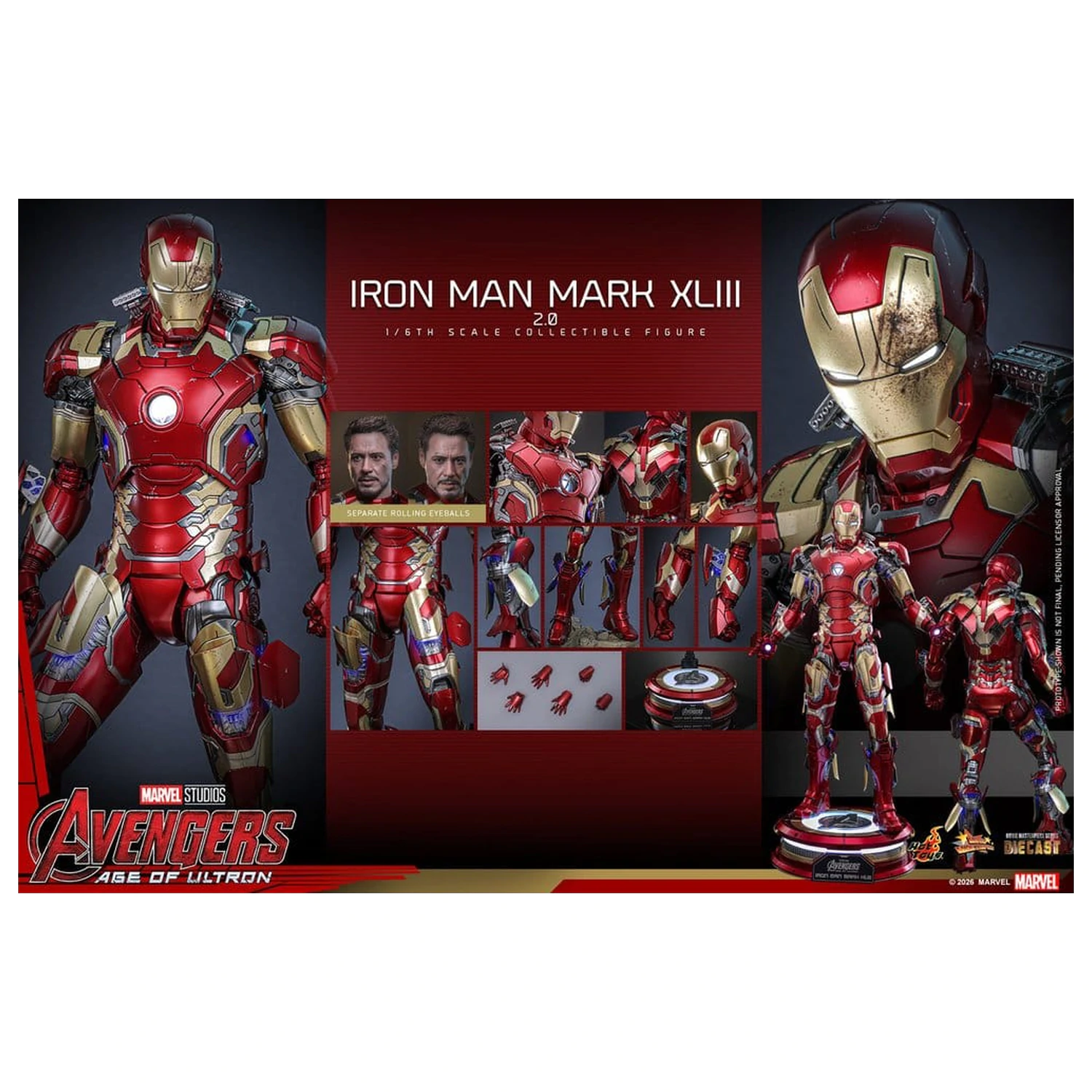Avengers: Age of Ultron Movie Masterpiece Diecast akčná figúrka 1/6 Iron Man Mark XLIII (2.0) 32 cm produktová fotografia