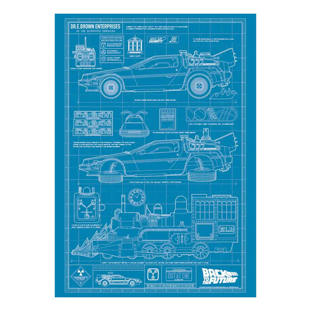 Back To The Future Umelecký výtlačok Time Machine Blueprint Limited Edition 42 x 30 cm produktová fotografia