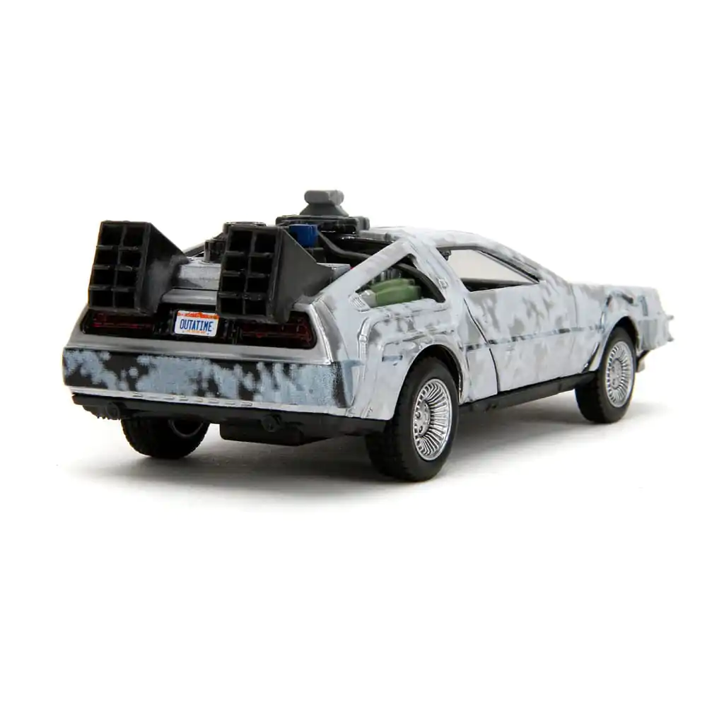 Back to the Future Hollywood Rides Diecast Model 1/32 DeLorean Time Machine Frost termékfotó