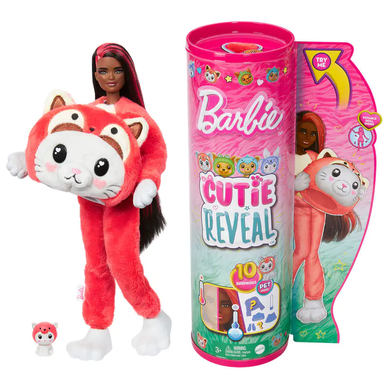 Barbie Chelsea Cutie Reveal Series Kostýmy červená panda mačiatko bábika produktová fotografia