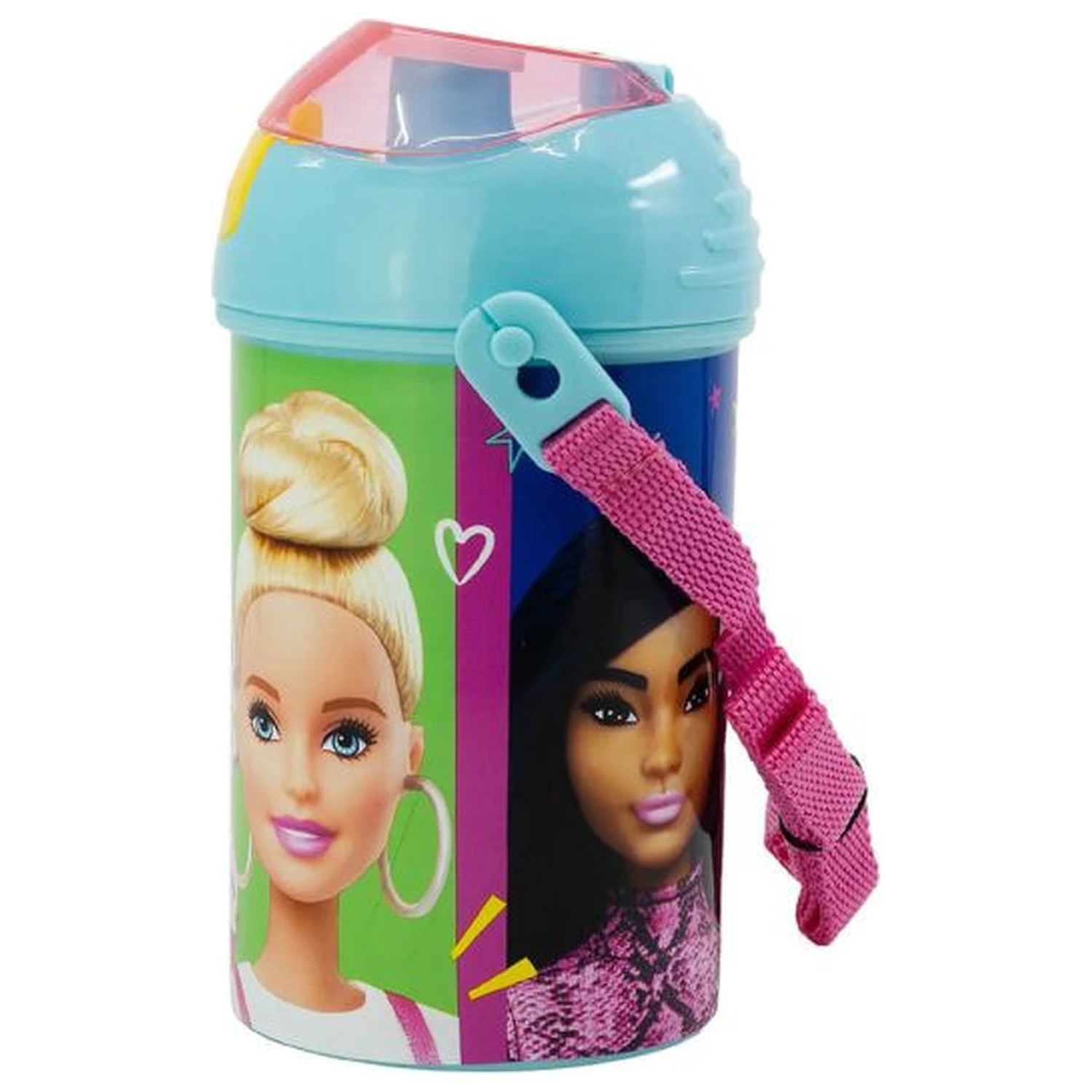 Barbie Happy Thoughts plastová fľaša so slamkou s háčikom 450 ml produktová fotografia