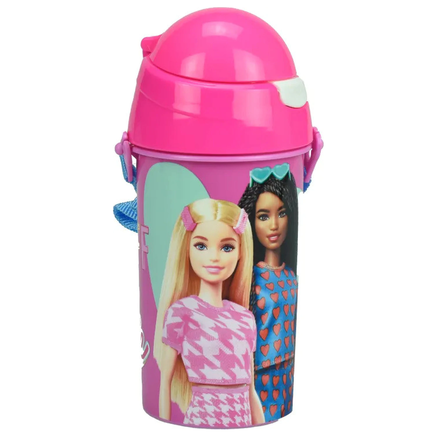 Barbie Happy Thoughts Fľaša na vodu s hákom, plastová, so slamkou 500 ml produktová fotografia
