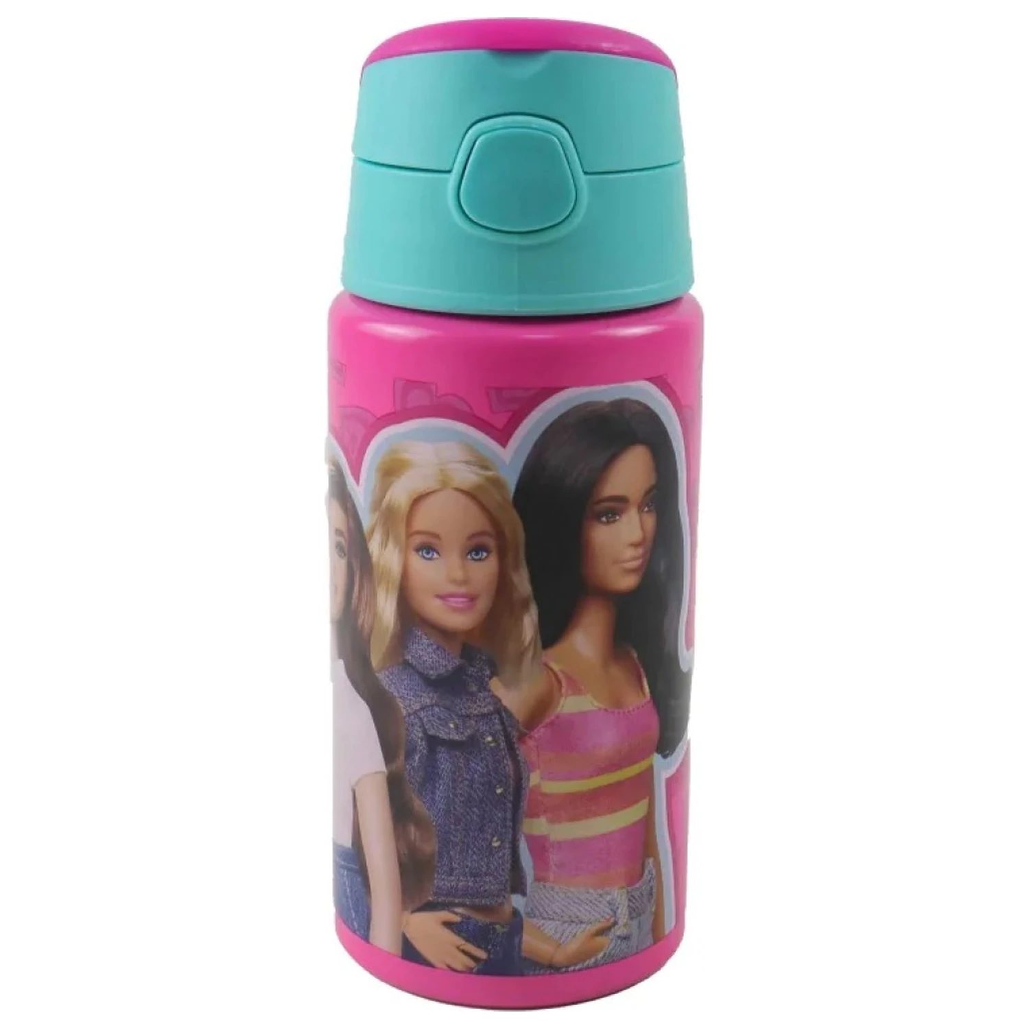 Barbie Love hliníková fľaša na vodu so slamkou a háčikom 500 ml produktová fotografia