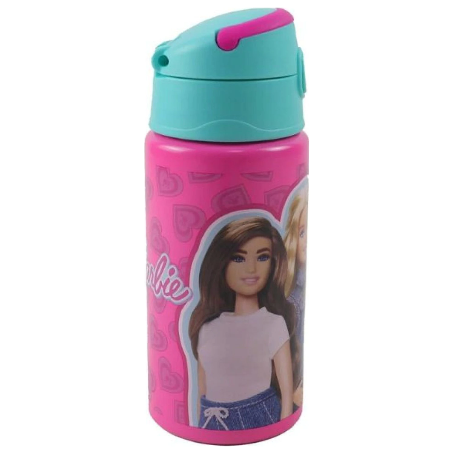 Barbie Love hliníková fľaša na vodu so slamkou a háčikom 500 ml produktová fotografia