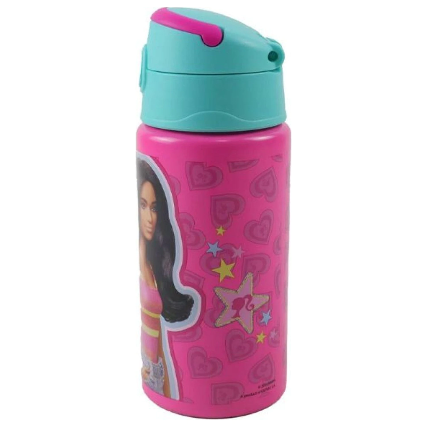 Barbie Love hliníková fľaša na vodu so slamkou a háčikom 500 ml produktová fotografia