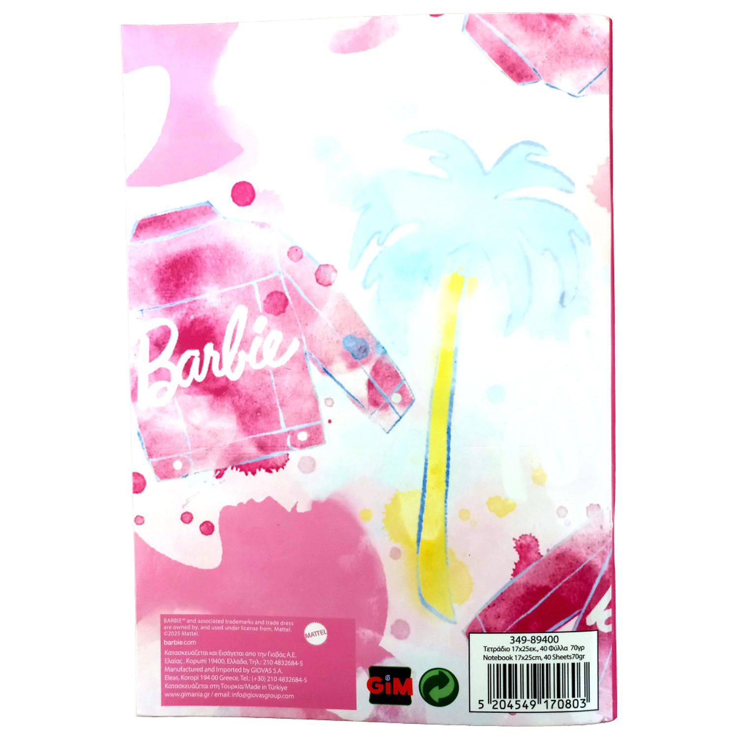 Barbie Paints B/5 Lined zošit, 40 strán produktová fotografia