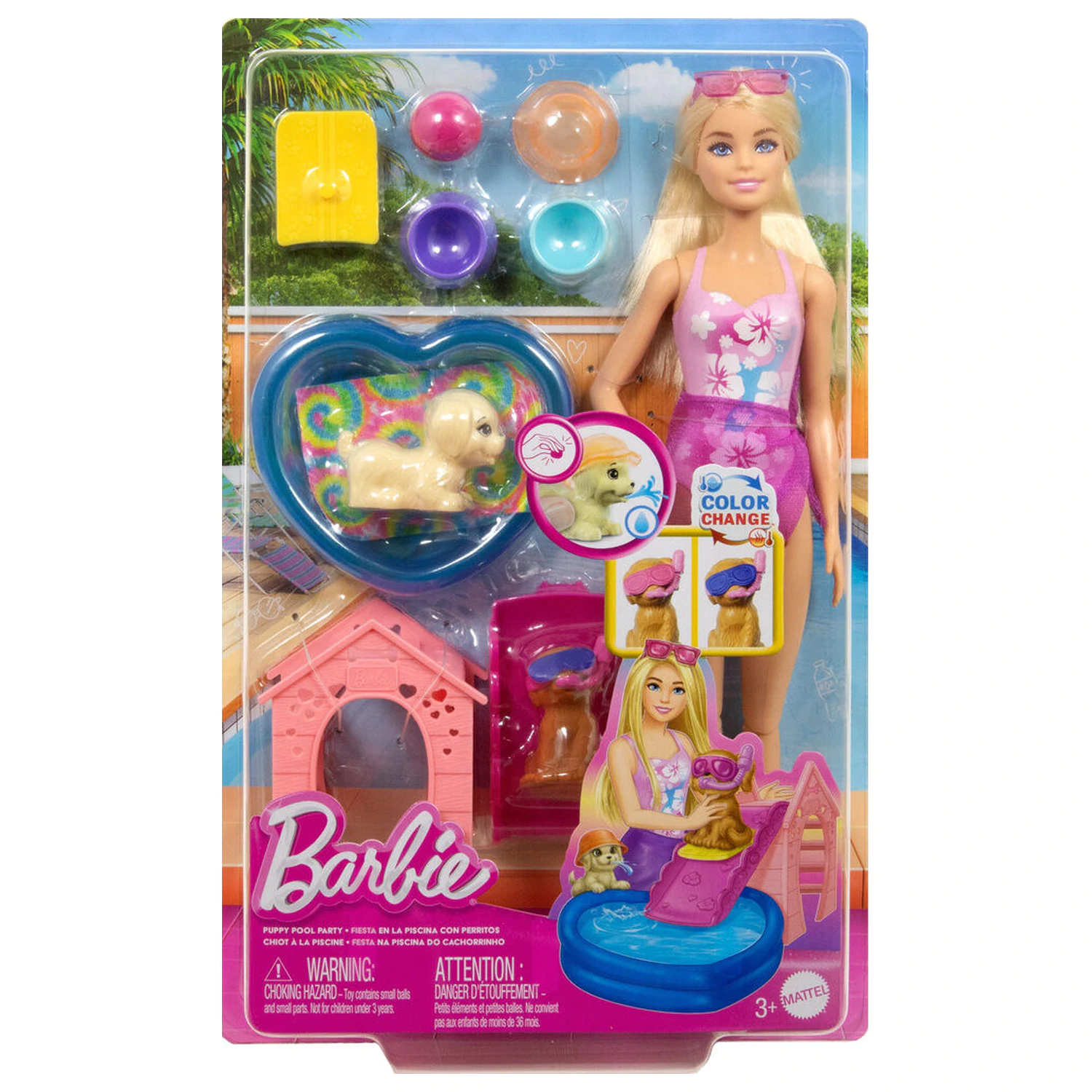 Barbie bábika bazén šteňatá produktová fotografia