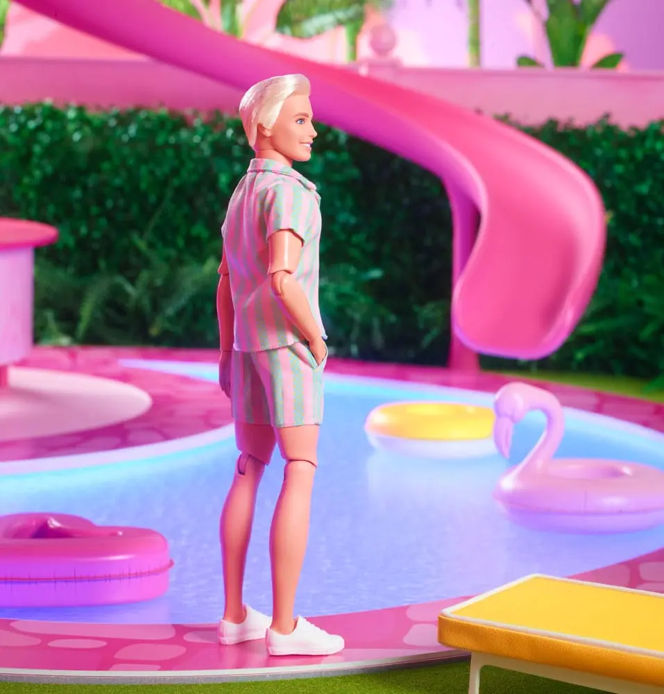 Barbie The Movie Doll Ken v pastelovej pruhovanej plážovej zodpovedajúcej súprave produktová fotografia