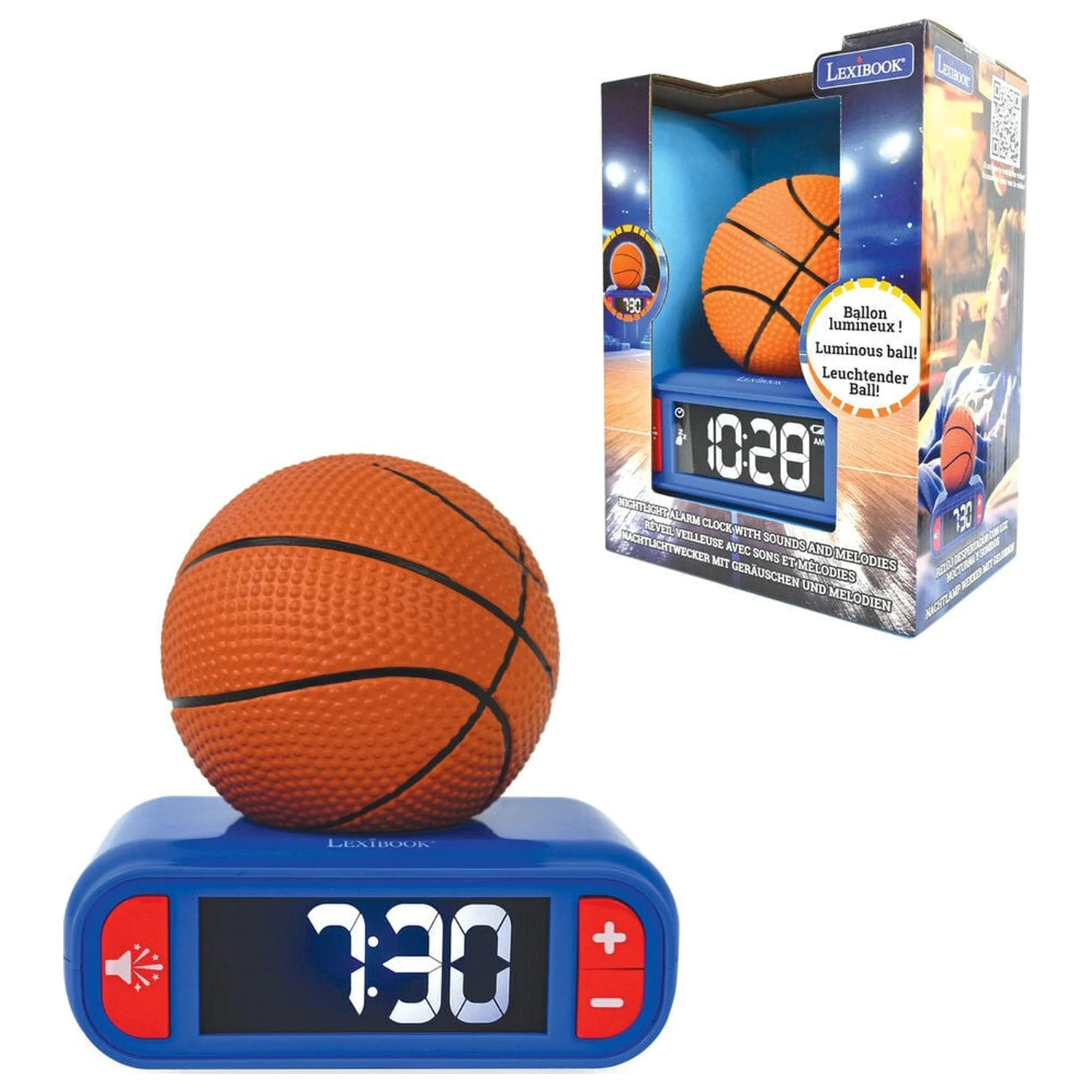 Basketbalové 3D nočné svetlo s digitálnym budíkom produktová fotografia