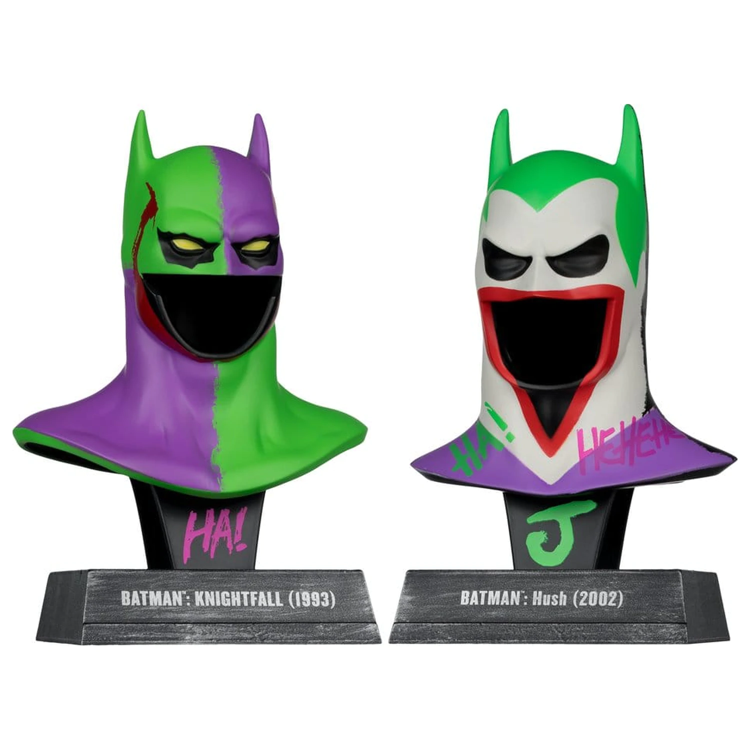 Batman DC Direct Mini Replika 1/3 dvojbalenie Batman Cowls Hush & Knightfall (Jokerized) (Gold Label) 18 cm produktová fotografia
