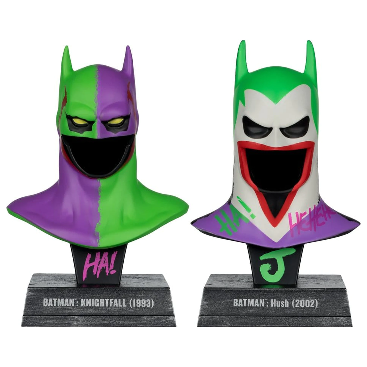 Batman DC Direct Mini Replika 1/3 dvojbalenie Batman Cowls Hush & Knightfall (Jokerized) (Gold Label) 18 cm produktová fotografia
