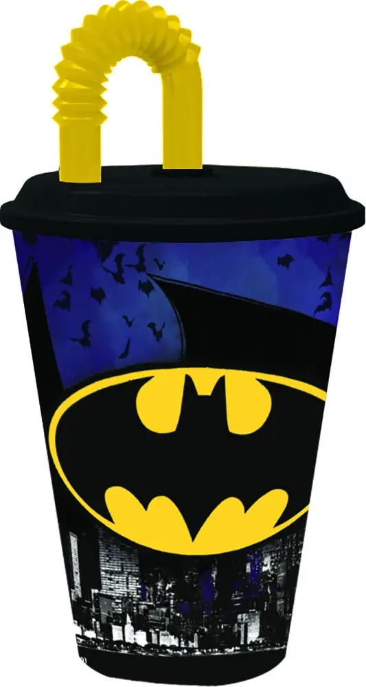 Batman pohár so slamkou, plastový 430 ml produktová fotografia