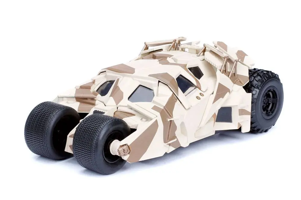 Batman The Dark Knight Diecast Model 1/24 2008 Batmobile Camo s figúrkou produktová fotografia