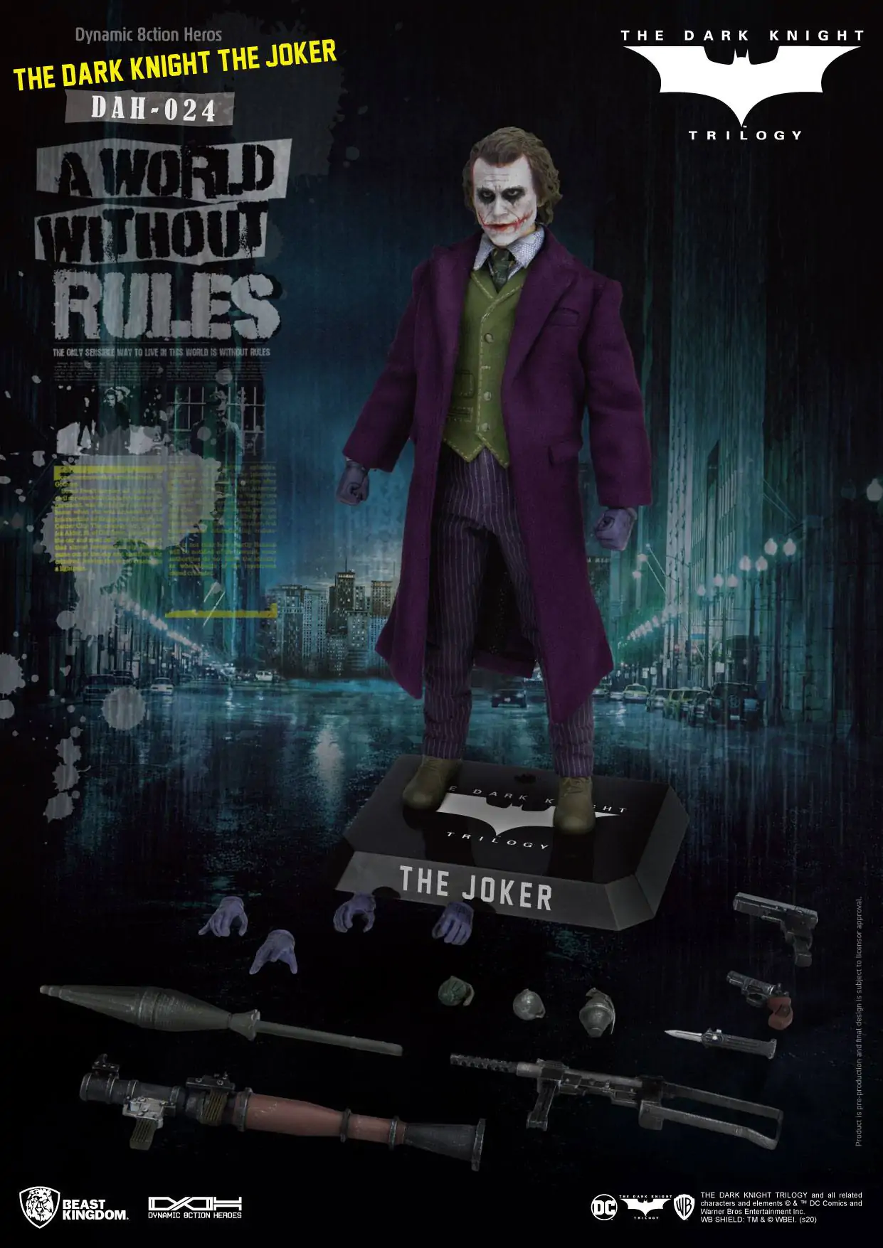 Batman The Dark Knight Dynamic 8ction Heroes akčná figúrka 1/9 The Joker 21 cm produktová fotografia