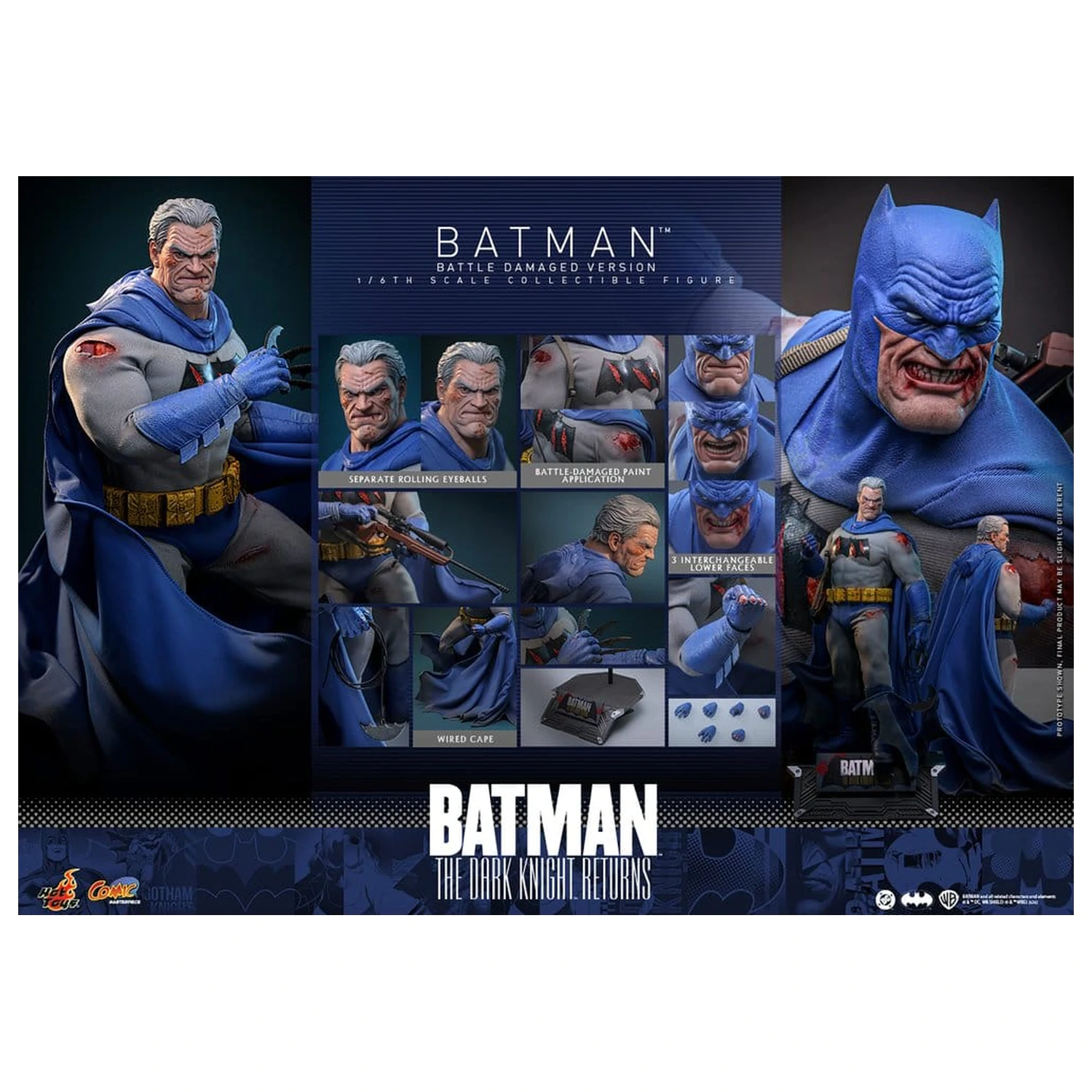 Batman: The Dark Knight Returns Comic Masterpiece akčná figúrka 1/6 Batman (Battle Damaged Version) 32 cm produktová fotografia