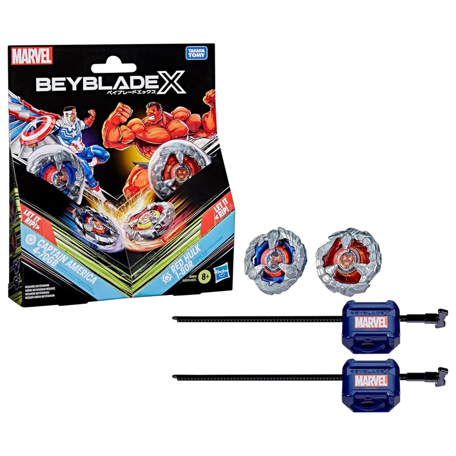 Beyblade X Captain America 4-70GB a Red Hulk 1-80R súprava hier produktová fotografia