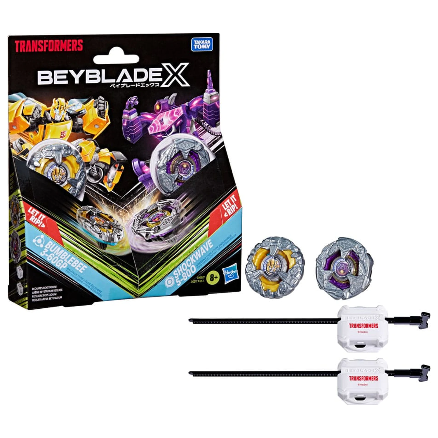 Beyblade X a Transformers Collab Bumblebee 3-60GP vs. Shockwave 5-80O produktová fotografia