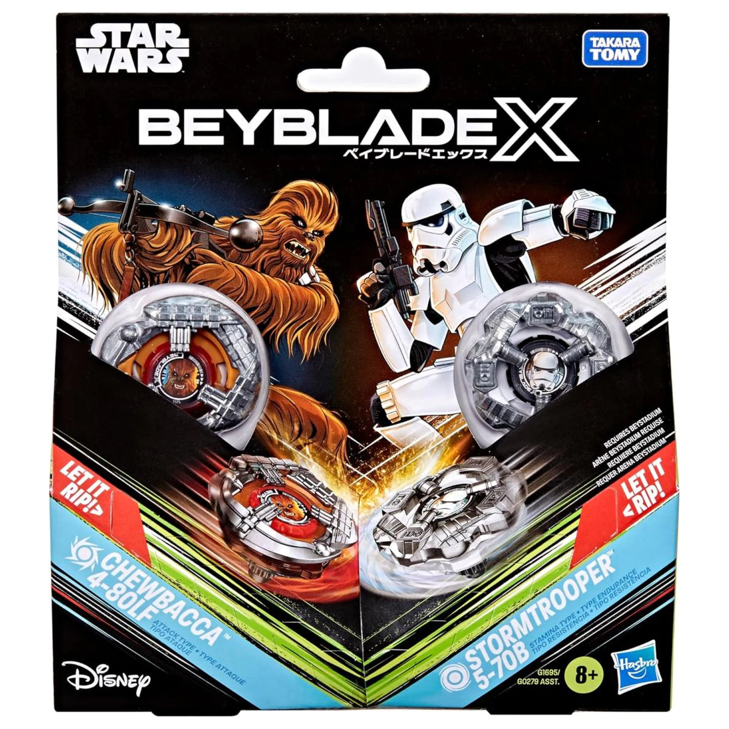 Beyblade X Chewbacca 4-80LF & Stormtrooper 5-70B produktová fotografia