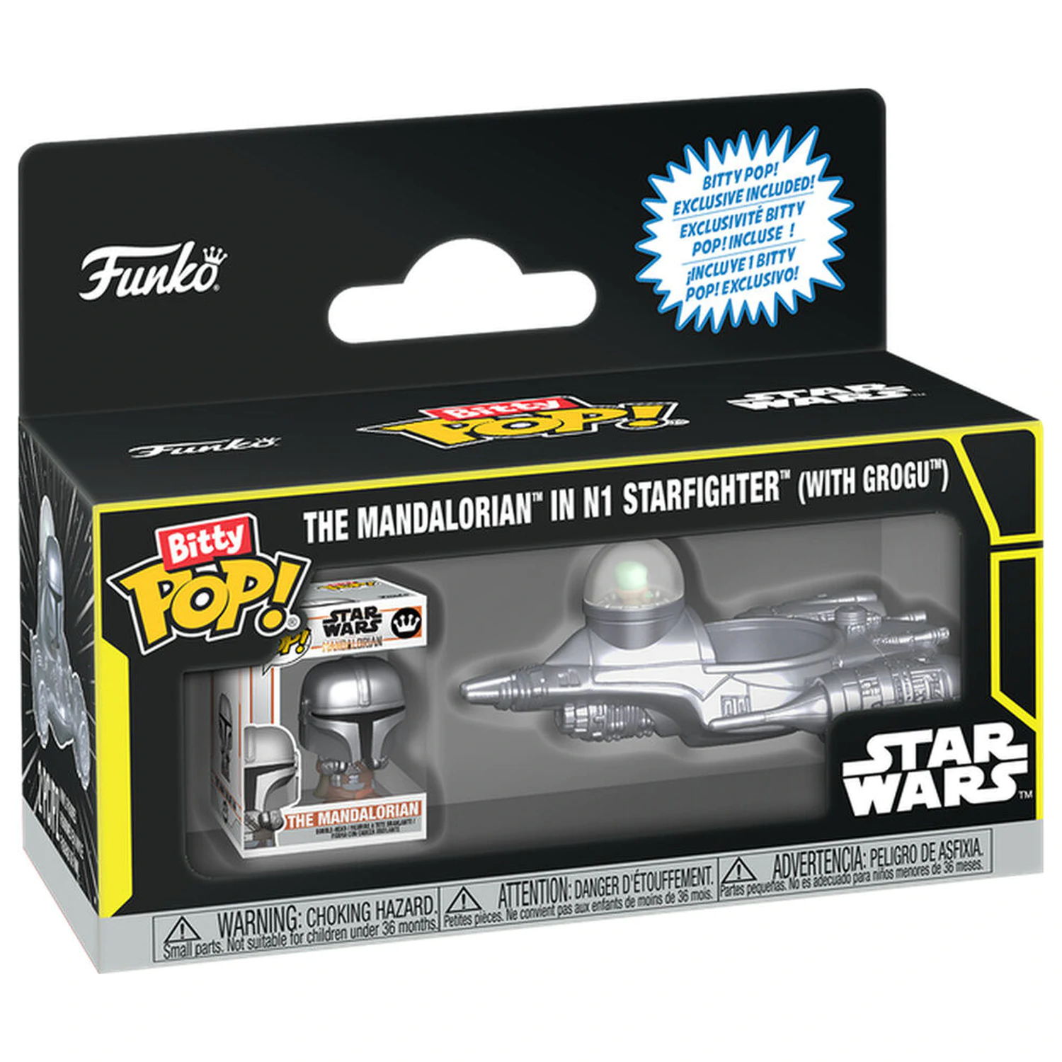 Bitty Funko POP figúrka Jazda Star Wars The Mandalorian In N1 Starfighter With Grogu produktová fotografia