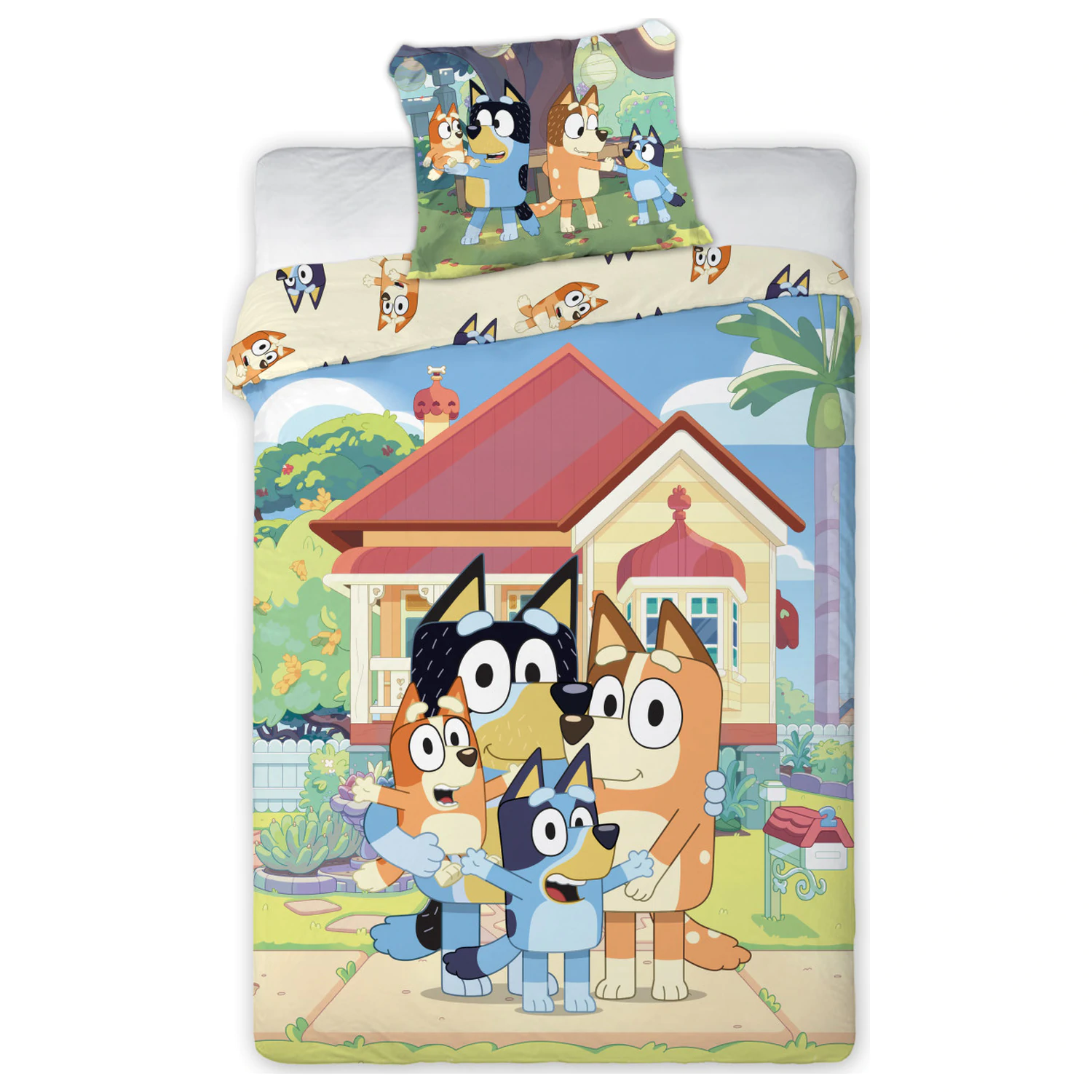 Bluey Family Home detská, predškolská obliečka na paplón produktová fotografia