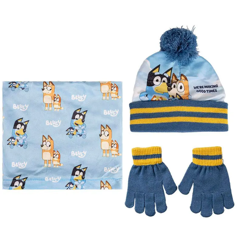 Bluey Detský zimný set kukla čiapka rukavice produktová fotografia